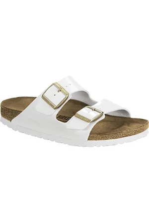 Birkenstock Arizona White, Birko Flor Patent, Ciabatte Donna, Bianco (Vernis Blanc), 41 EU Stretta