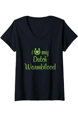 Hip Donna Show Trainer equestre I Love My Dutch Warmblood Horse Maglietta con Collo a V