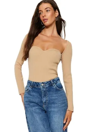 Trendyol Slim Fit Basic Sweetheart Knitwear Sweater Maglione, , M Donna