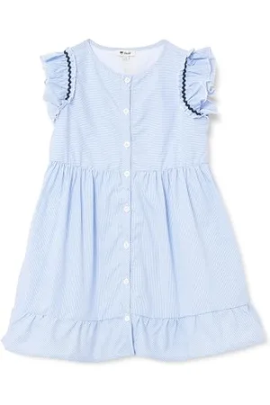 Steiff Kleid Vestito da Gioco, Blu Chambray, 128 cm Bambina