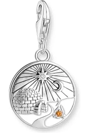 Thomas Sabo Ciondolo in argento Sterling 925 riciclato con igloo, incisione e pietra incastonata, 2060-473-7, misura unica, Argento sterling, Zirconia cubica