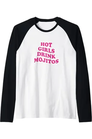 College Ragazze Calde Bevono Mojito Maglia con Maniche Raglan