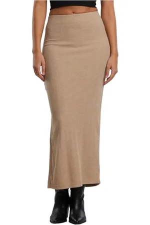 Urban classics Tb6940-ladies Rib High Slit Skirt Gonna, , M Donna