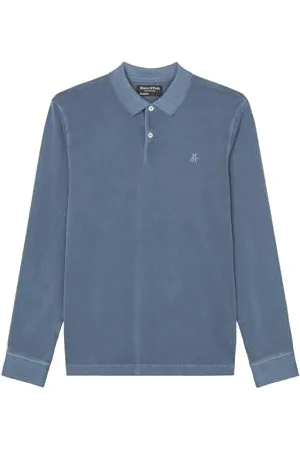 Marc O’ Polo Marc OߴPolo Uomo Maglietta Polo a Maniche Lunghe in Cotone bio Regular Fit, Blu (Storm), M