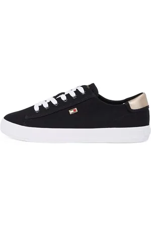 Tommy Hilfiger Donna Sneakers Vulcanizzate Canvas Lace Up Eleganti, (Black), 36