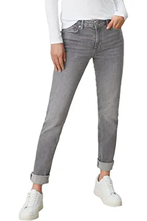 QS by s.Oliver Slim Fit Trousers Jeans, (Grey Melange), 34W / 32L Donna