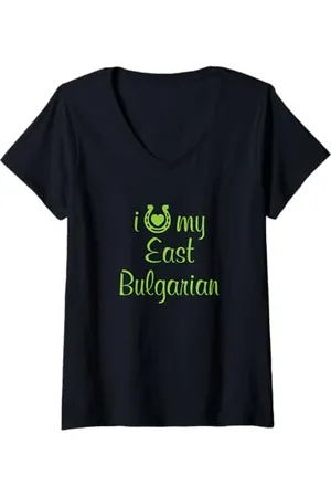Hip Donna I Love My East Bulgaro Horse Equestrian Show Trainer Maglietta con Collo a V
