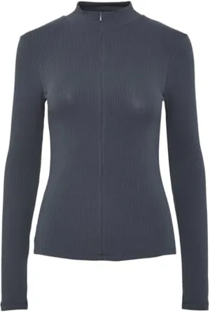 Pieces® Pckitte Zip LS T-Neck Top Noos BC Maglietta a Maniche Lunghe, , M Donna