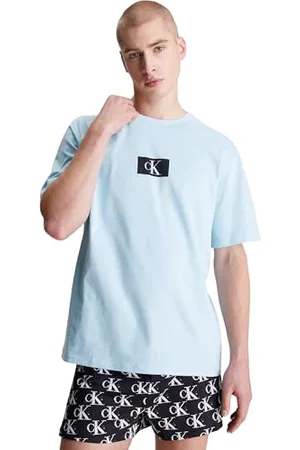 Calvin Klein T-shirt Maniche Corte Uomo Scollo Rotondo, (Aquatic), XL