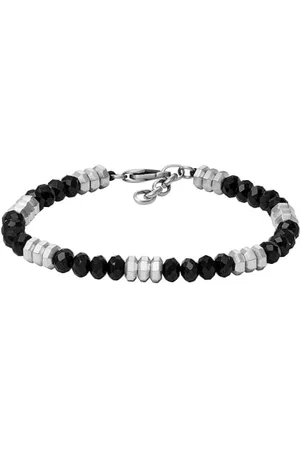Fossil Bracciale da Uomo, Acciaio Inossidabile, L: 220 mm, L: 6 mm, Nero