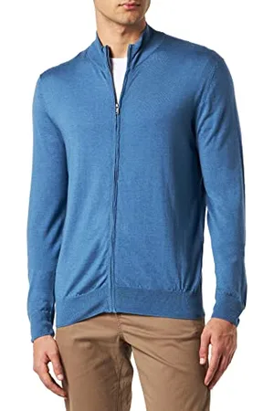 Hackett Hackett GMD Merino Seta Fzip Pullover, Chambray, XXX-Large Uomo