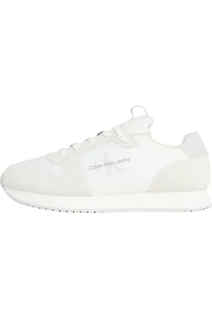 Calvin Klein Sneakers da Runner Uomo Sock Laceup Nylon-Pelle Scarpe Sportive, Bianco (Triple Bright White), 44