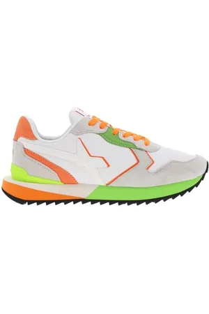 W6YZ Nick-Uni, Scarpe con Lacci Unisex-Adulto, White-Green Fluo, 41 EU