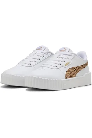 PUMA Carina 3.0 Animal PS, Scarpe da Ginnastica Bambina, White-Light Sand Gold, 29 EU