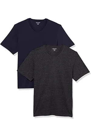 Amazon Maglietta a Maniche Corte con Scollo a V dalla vestibilità Standard (Disponibile nelle Taglie Big & Tall) Uomo, Pacco da 2, , L