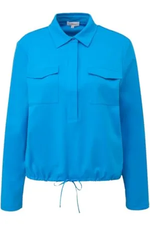 QS by s.Oliver 2139880 Maglia Manica Lunga con Colletto Polo e Coulisse, , 44 Donna