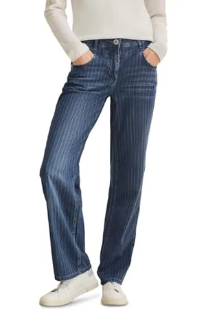 CECIL B378896 Jeans Gamba Larga con Righ, Lavaggio Usato Blu Medio, 26W x 32L Donna