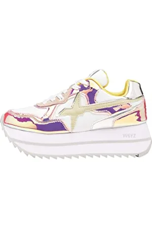 W6YZ Sneakers in Suede e Tessuto Tecnico, Bianco-Rosa 35