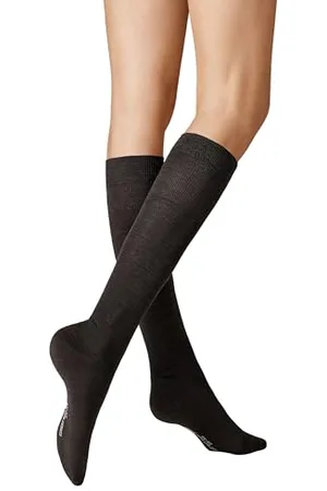 Kunert Soft Wool Cotton KSD Calze al Ginocchio in Maglia da Donna, Brown-Mel, 38-40