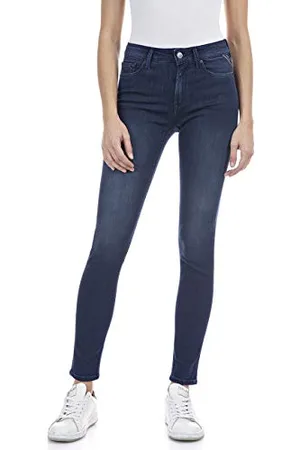 Replay Luzien Powerstretch Denim, Jeans Conico, Donna, Blu (007 Blu Scuro), 24W / 28L