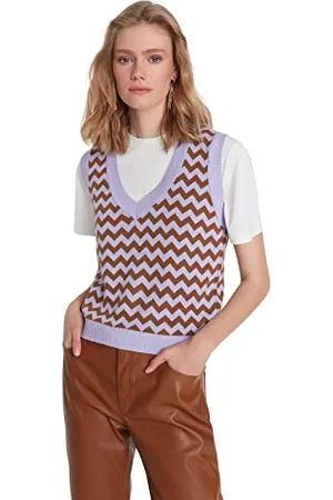 Trendyol Donna Regolare Standard Scollo a V Maglieria Maglia Gilet Maglione, , S