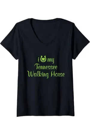 Hip Donna Trainer equestre I Love My Tennessee Walking Horse Maglietta con Collo a V