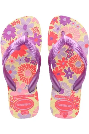 Havaianas Kids Flores, Infradito, Comode, Resistenti E Divertenti, Suola Con Stampa Floreale, Cinghie Metalliche E Suola Antiscivolo, Ragazze