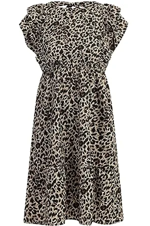 Faina Abito Midi con Stampa Leopardata Vestito, , M Donna