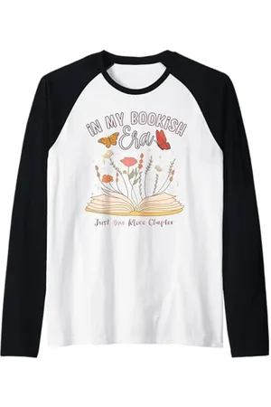 Bibliophile Book Lovers Book Blogger Tees In My Bookish Era Book Lover, maglietta con libro aperto e fiori Maglia con Maniche Raglan