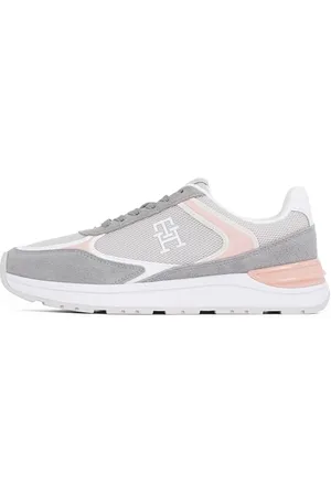 Tommy Hilfiger Donna Sneakers Runner Casual Fashion Mix Eleganti, Beige (Grey Whisper), 40 EU
