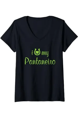 Hip Donna Istruttore di equitazione con cavalli I Love My Pantanerio Maglietta con Collo a V