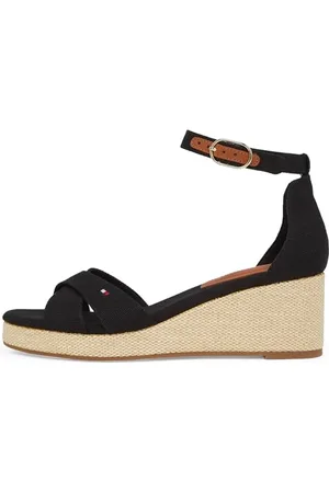 Tommy Hilfiger Donna Espadrillas Wedge Flag Criss-Cross Mid con Cinturino alla Caviglia, (Black), 36