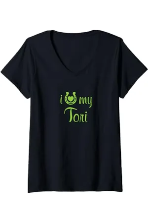 Hip Donna Istruttore di equitazione equestre I Love My Tori Horse Maglietta con Collo a V