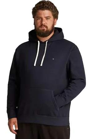 Tommy Hilfiger Uomo Felpa Essential Fleece con Cappuccio, Blu , 5XL