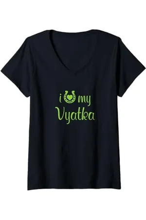 Hip Donna Istruttore di equitazione con cavalli I Love My Vyatka Horse Maglietta con Collo a V