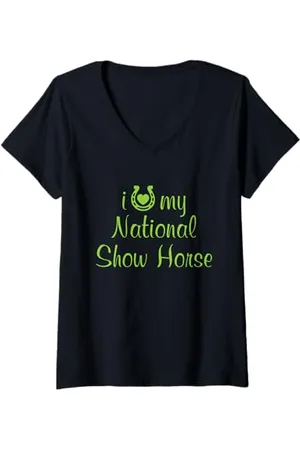 Hip Donna I Love My National Show - Istruttore per equitazione Maglietta con Collo a V