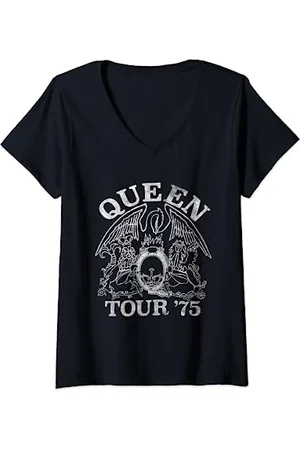 Queen Logo ufficiale Tour 75 Maglietta con Collo a V