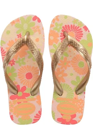 Havaianas Kids Flores, Infradito, Comode, Resistenti E Divertenti, Suola Con Stampa Floreale, Cinghie Metalliche E Suola Antiscivolo, Ragazze