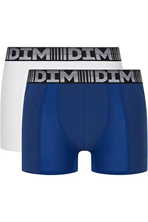 Dim Boxer Long 3D Flex Air Traspirabile Uomo x2, Blu Acciaio/Bianco, L