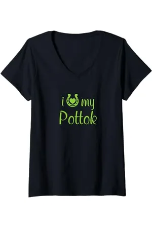 Hip Donna I Love My Pottok - Istruttore di equitazione Maglietta con Collo a V