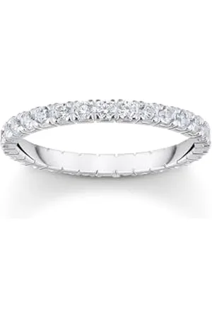 Thomas Sabo Anello dal design delicato con pietre bianche, in argento sterling 925 riciclato, misura 54, TR2467-051-14-54, metallo prezioso
