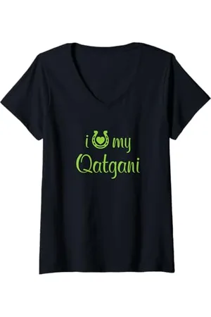 Hip Donna Istruttore di equitazione con cavalli I Love My Qatgani Horse Maglietta con Collo a V