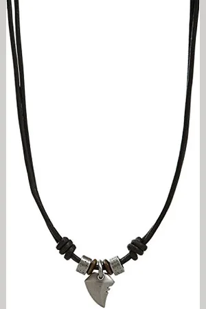 Fossil Collana Da Uomo Vintage Casual, Misure: Lunghezza: 45 Cm + 5 Cm Collana In Pelle Nera, JF85832040