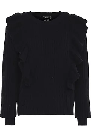 Faina Maglione da Donna con Scollo Rotondo e Orecchie in Legno, Anteriore e Posteriore, , Taglia M