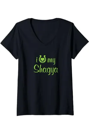 Hip Donna Istruttore di equitazione con cavalli I Love My Shagya Horse Maglietta con Collo a V