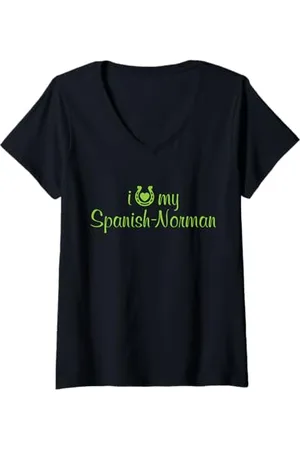 Hip Donna I Love My Spanish-Normanno Horse Equestrian Show Trainer Maglietta con Collo a V