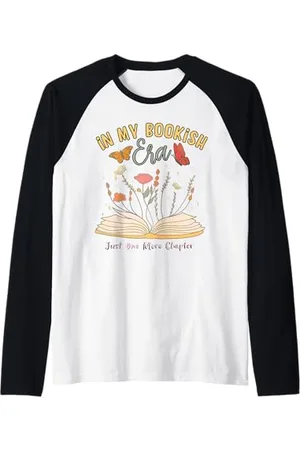 Bibliophile Book Lovers Book Blogger Tees In My Bookish Era Book Lover, maglietta con libro aperto e fiori Maglia con Maniche Raglan