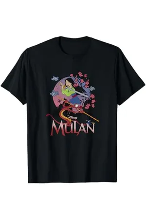 Disney Mulan And Mushu Collage Portrait Logo Maglietta