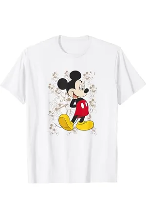Disney Mickey Mouse Retro Sketches From The Past Background Maglietta