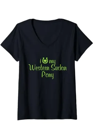Hip Donna Istruttore di spettacoli equestri con cavalli pony del Sudan occidentale I Love My Western Sudan Maglietta con Collo a V